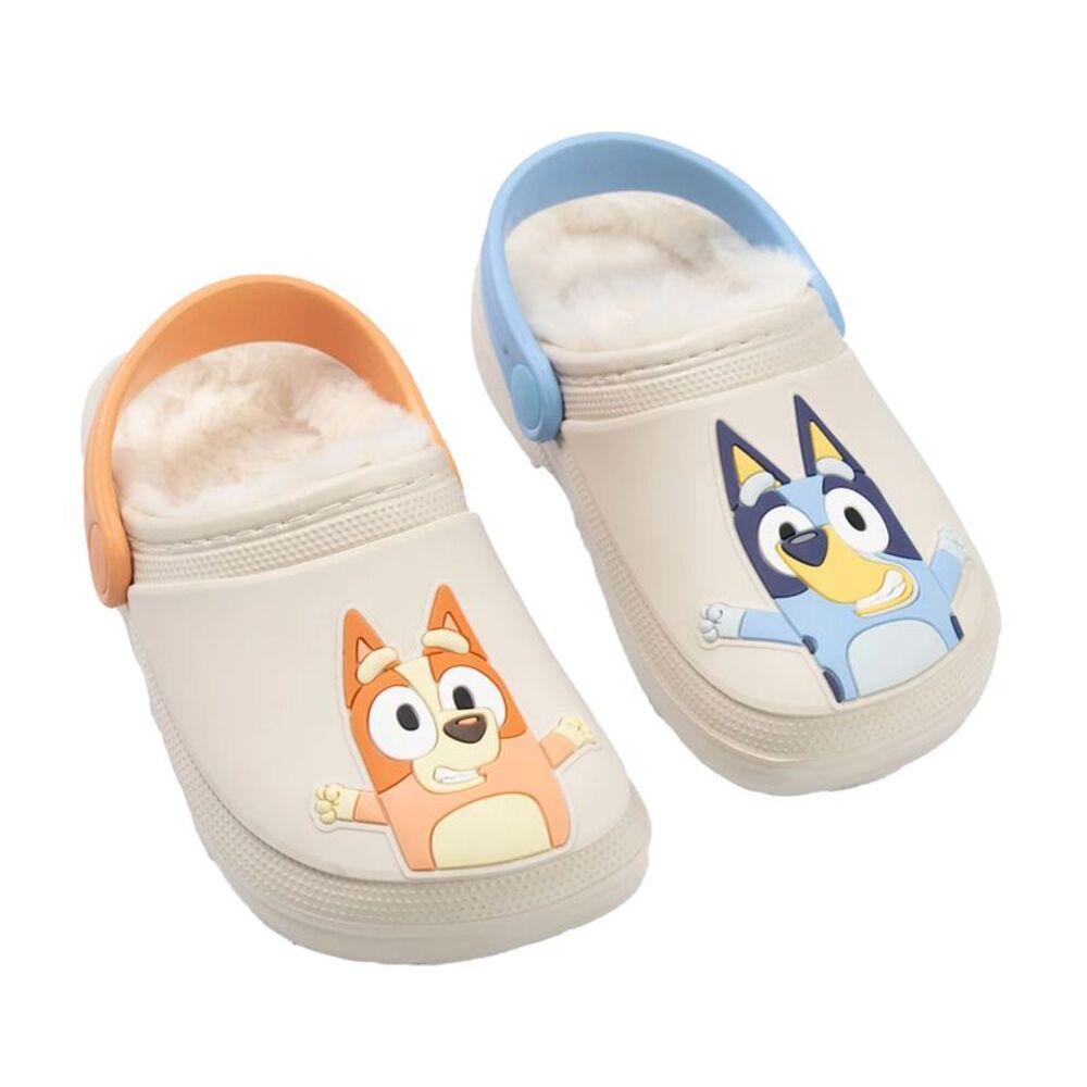 Bluey Childrens/Kids Character Faces Fur Lined Clogs / Multicolored